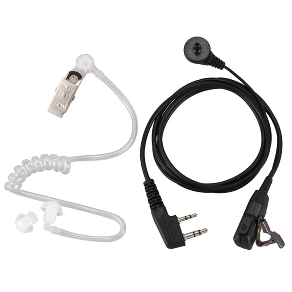 2PCS 2 Pin PTT MIC Headset Covert Acoustic Tube In-Ear Earpiece for Kenwood Baofeng UV-5R BF-888S CB Radio Accessories