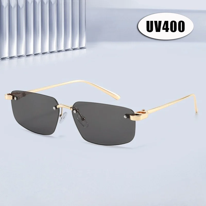

2026 New Frameless Beveled-Edge Sunglasses Women's Men's Y2K Street Style Fashion UV-Protective Eyewear Outdoor Travel Glasses