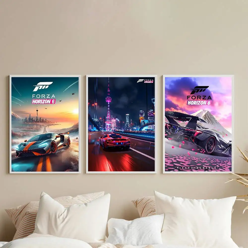 ألعاب السباق F-Forza H-Horizon 6 ملصق معرض يطبع ذاتية اللصق ديكور المنزل الديكور صور مطبوعة للحوائط ملصق غرفة المعيشة