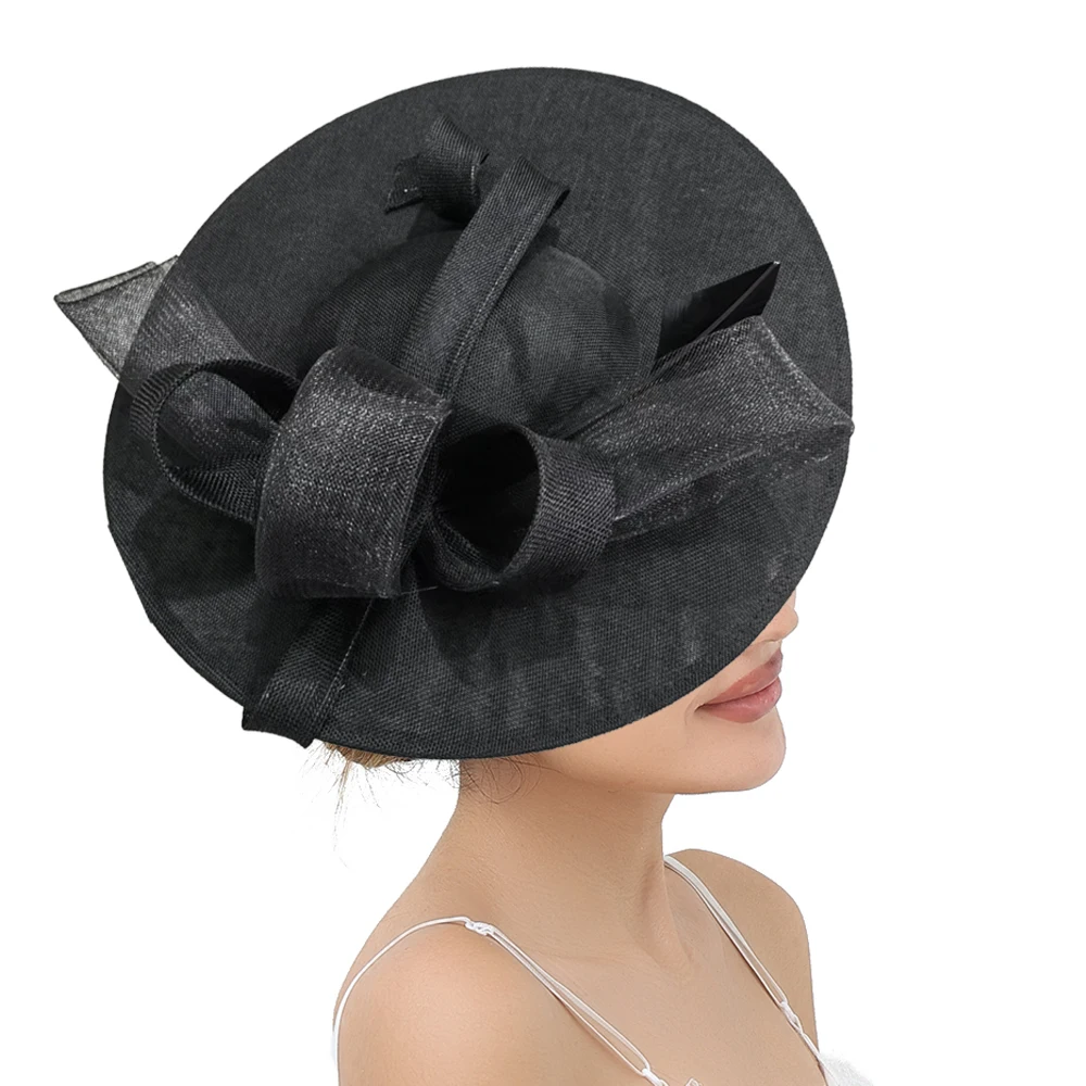 Elegant Big Size Wedding Fascinator Hat for Women Flower Hair Top Clip Ladies Cocktail Church Party Headdress
