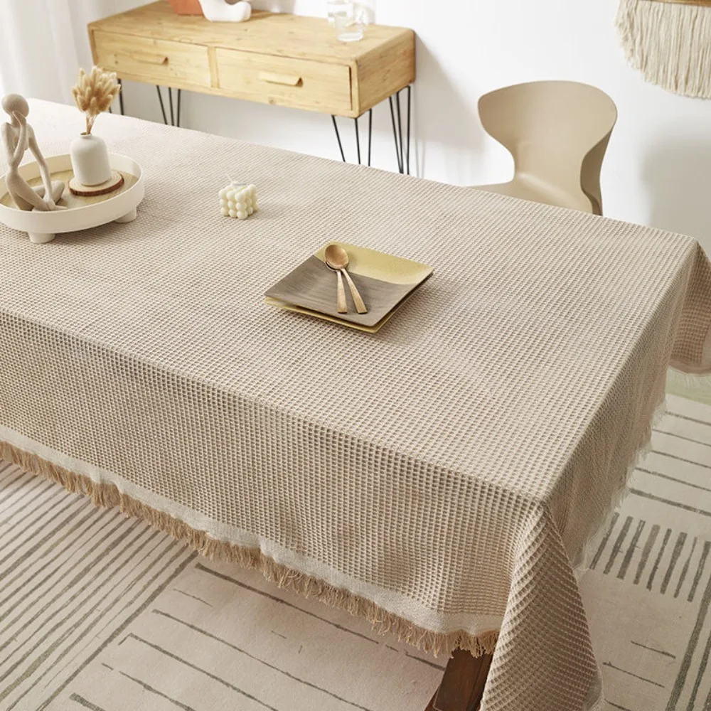 

With Tassels Plaid Pattern Tablecloth Dust-proof Country Style Tablecover Rectangle Modern Furniture Cover Dining