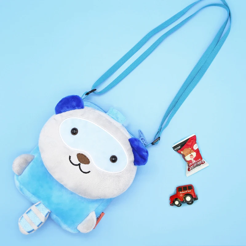 Bolsos pequeños de mapache en 3D para niños, bonitos bolsos cruzados de tigre y León de dibujos animados, Bolsa de regalo de felpa suave, Bolsa de hombro con cremallera