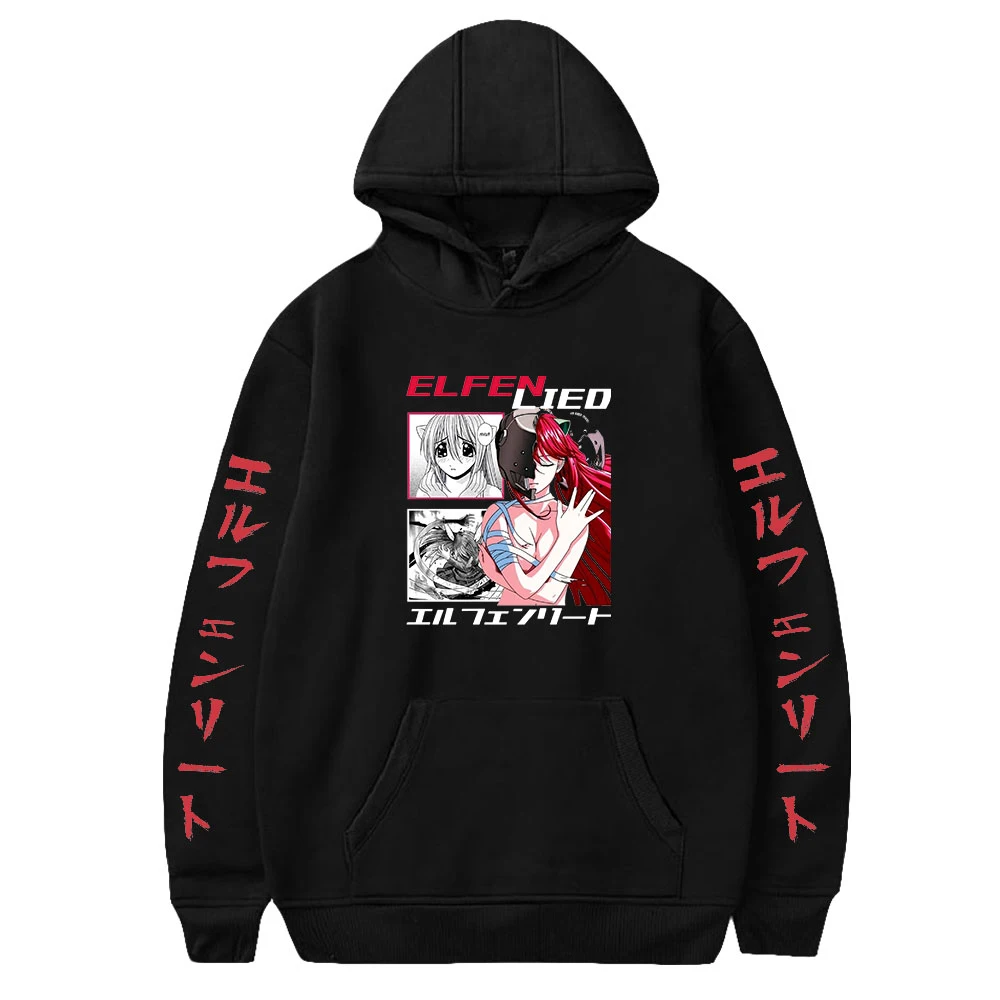 2024 Japanese Anime Elfen Lied Hoodie Long Sleeve Sweatshirt Men Women's Hoodies Harajuku Streetwear Manga Youthful Clothes