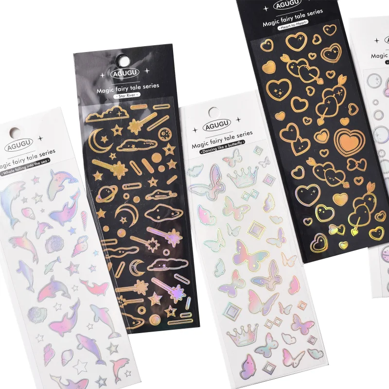 Laser Magic Fairy Tale Series Girl Hand Book Stickers Colorful Decorative Stickers PVC Waterproof Stationery Sticker