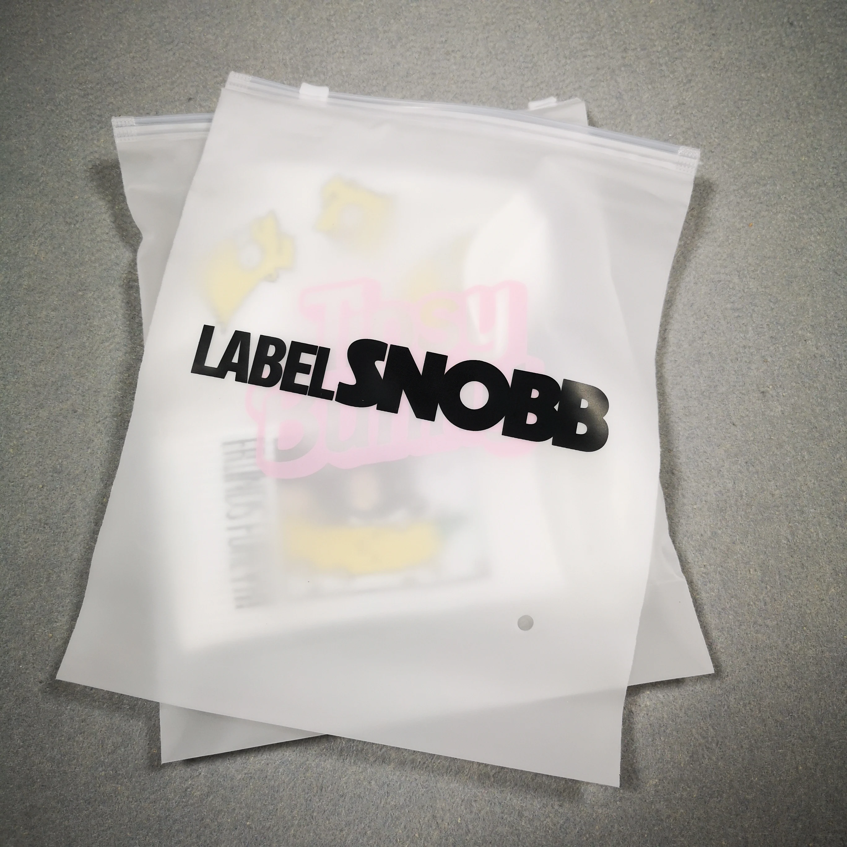 Custom logo printed matte frosted ziplock bags pvc zip lock packaging bags for clothing T Shirt Swimwear Garment Bag