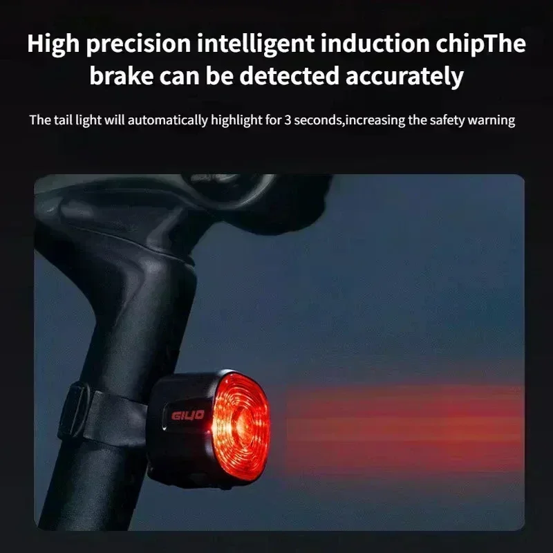 Smart Brake Bicycle Rear Light Auto on/Off Stop Signal Brake Road Bike LED Taillight Type-C Charge MTB Cycling Safety Flash Lamp image 3