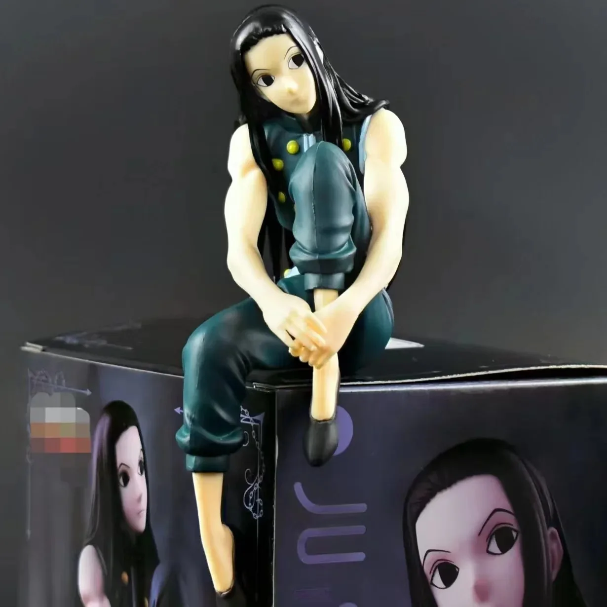 15CM 애니메이션 HUNTER×HUNTER Illumi Zoldyck 인스턴트 누들 프레스 앉아 모델 장난감 선물 컬렉션 액션 피규어 PVC 박스형