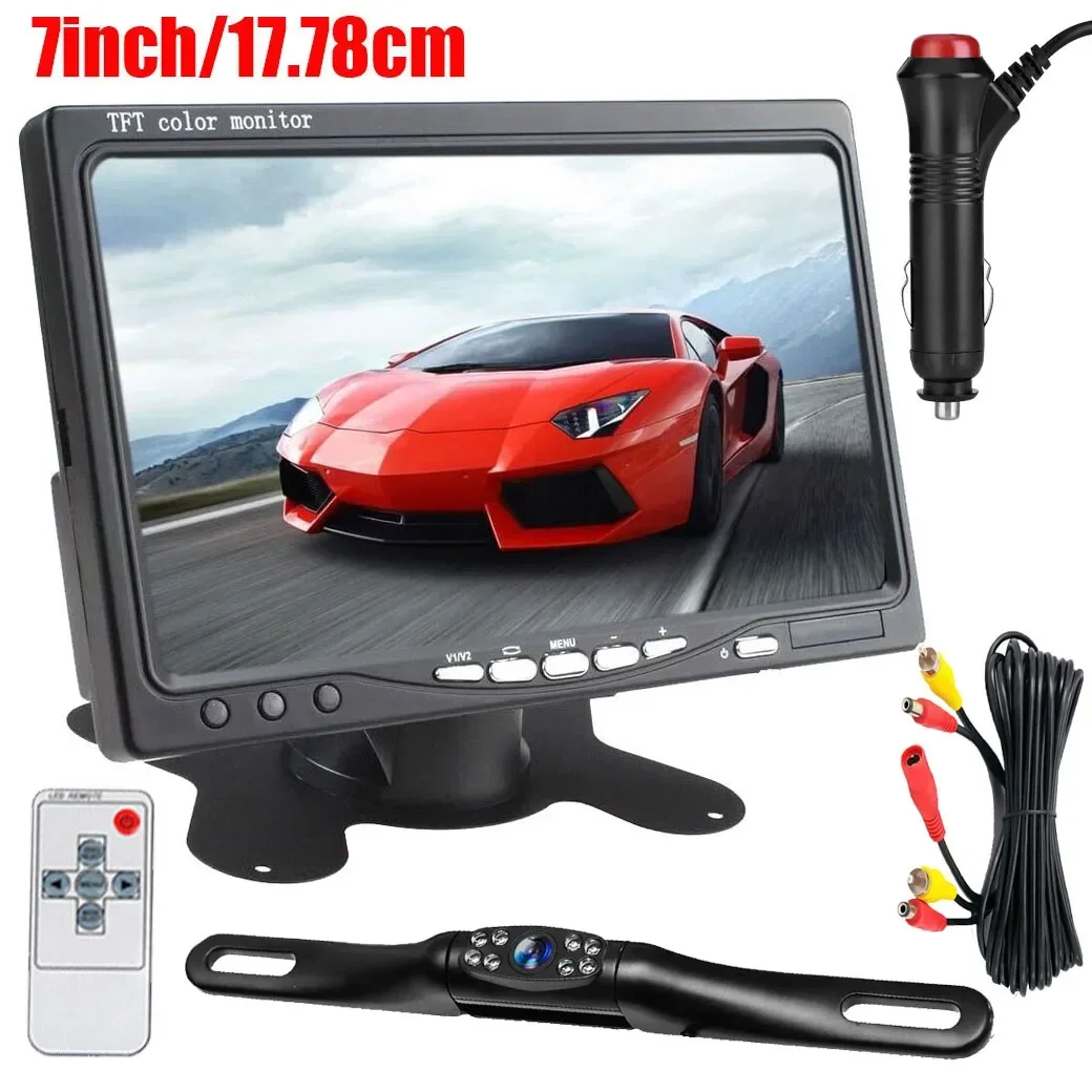 

QueenDer 7" Monitor & Rear View Backup Camera Reverse HD Night Vision For Car Truck RV