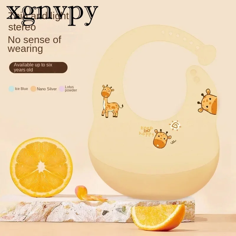 xgnvpy Baby Food Bib Waterproof Silicone Food Rice Pocket Super Soft Baby Portable Children\'s Bib Anti-dirty Device