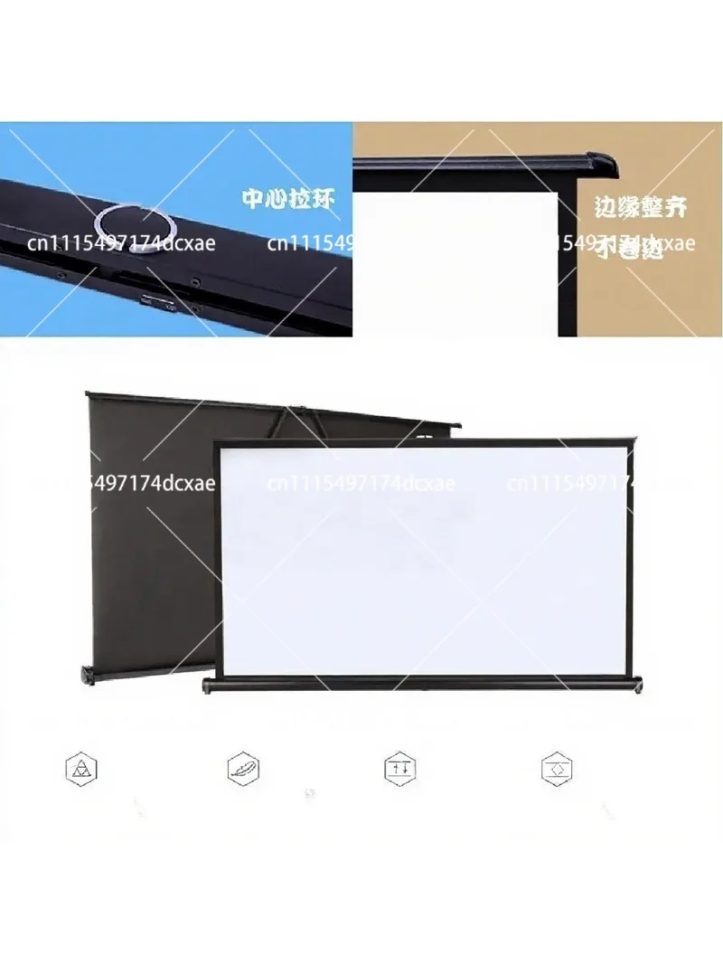 Portable 40-Inch 16:9 Outdoor Projector Screen White Plastic Tabletop Mobile Projection Screen for Home Cinema