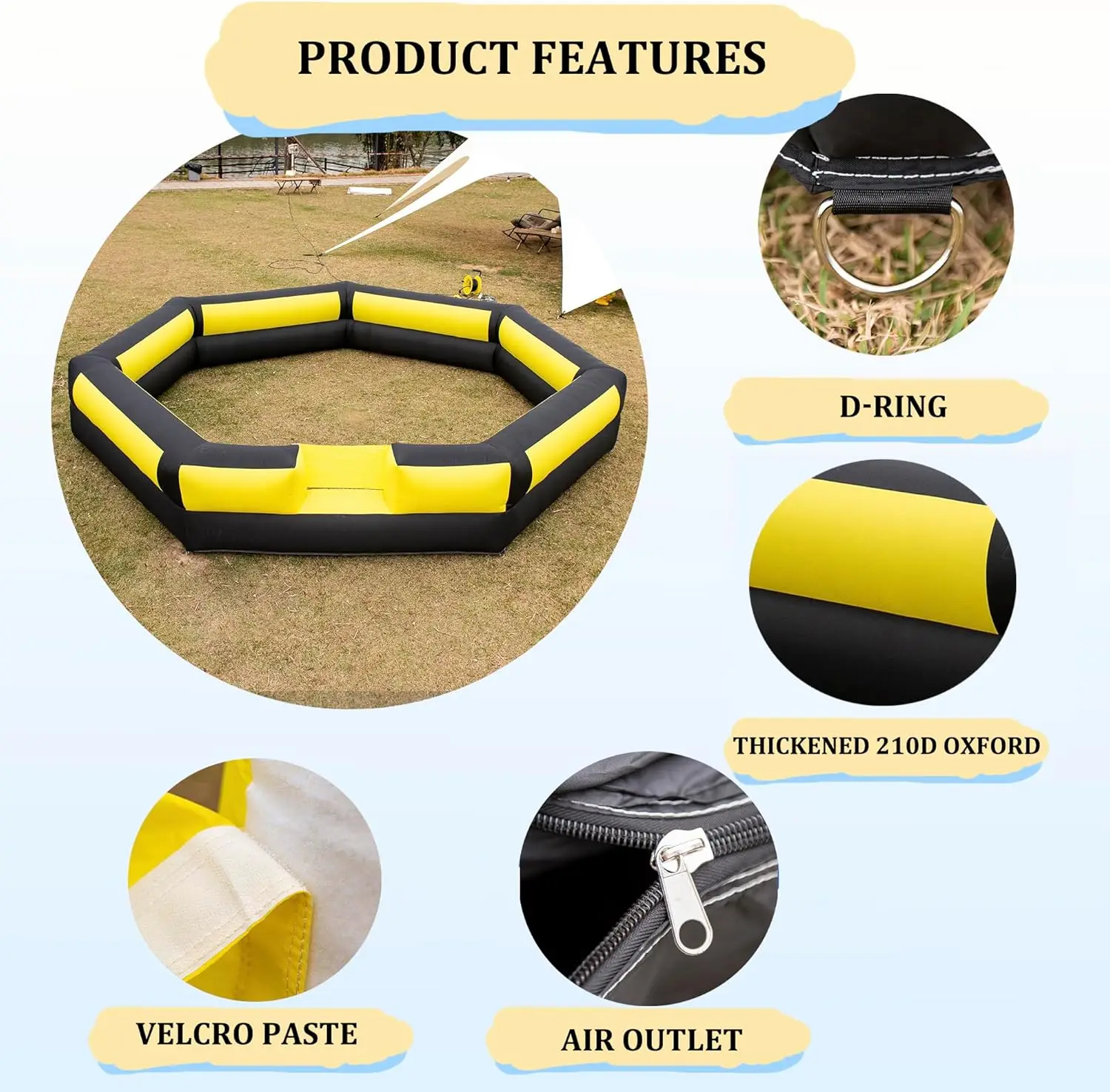 حفرة كرة غاغا قابلة للنفخ بطول 15 قدم مع منفاخ مدمج قوي، حفرة غاغا محمولة للأنشطة العائلية المدرسية الداخلية والخارجية