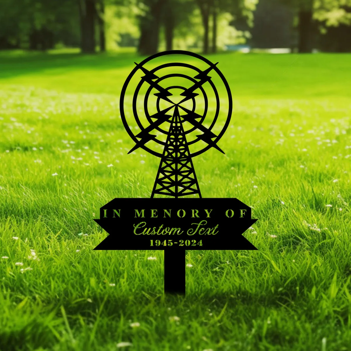 Custom Ham Radio Metal Memorial Stake Personalized Amateur Radio Grave Marker Name Sign Radio Operator Remembrance Stake Decor