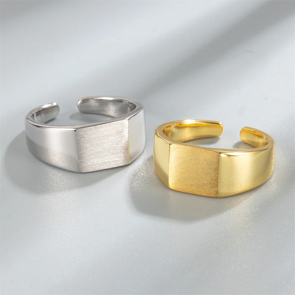 

Корейское кольцо из стерлингового серебра S925, квадратная форма, минималистичный нишевый дизайн, матовое матовое женское универсальное открытое серебряное кольцо