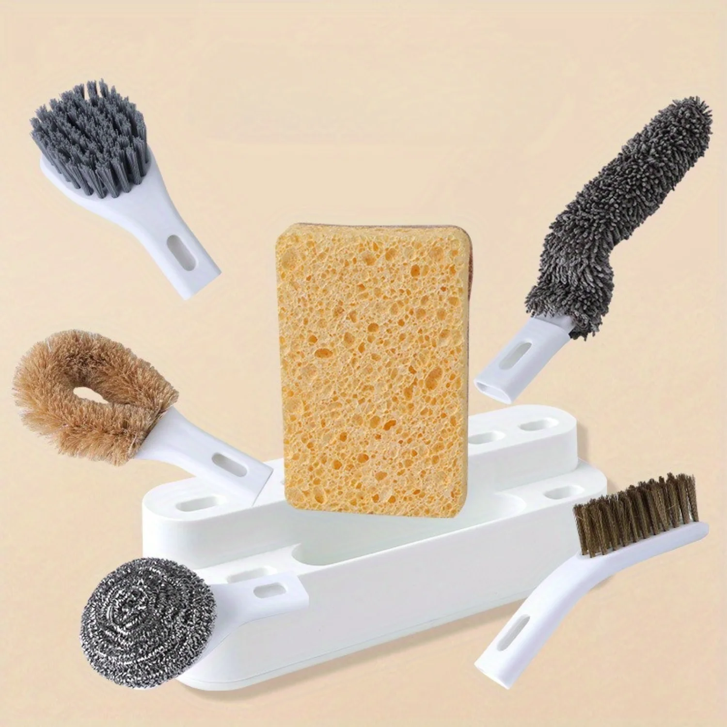 Kitchen Cleaning Brush Set - Pot Scrubber, Dish Brush, Crevice Cleaner, Bottle Brush - Wholesale Household Cleaning Supplies