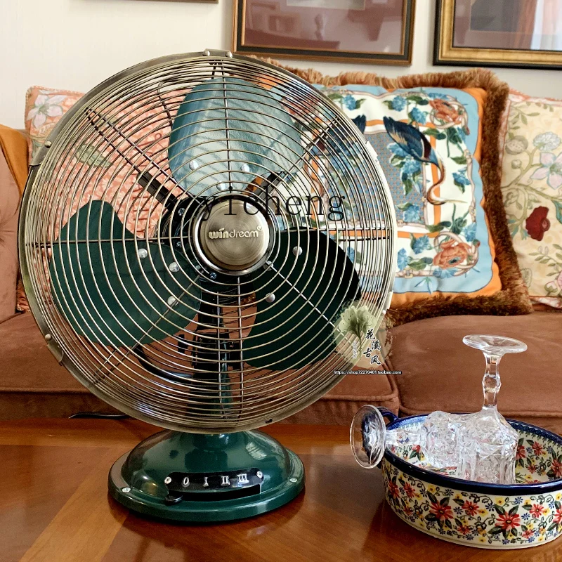 

ZZ metal nostalgic floor fan vertical retro fan European antique electric fan copper plating