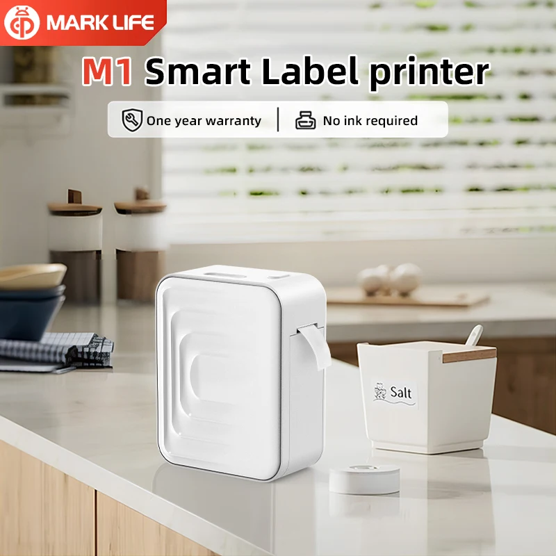 MarkLife M1 Mini tragbarer Thermodrucker, kabellos, Bluetooth-kompatibel, Etikettendrucker für Zuhause und Büro, Etikettiermaschine