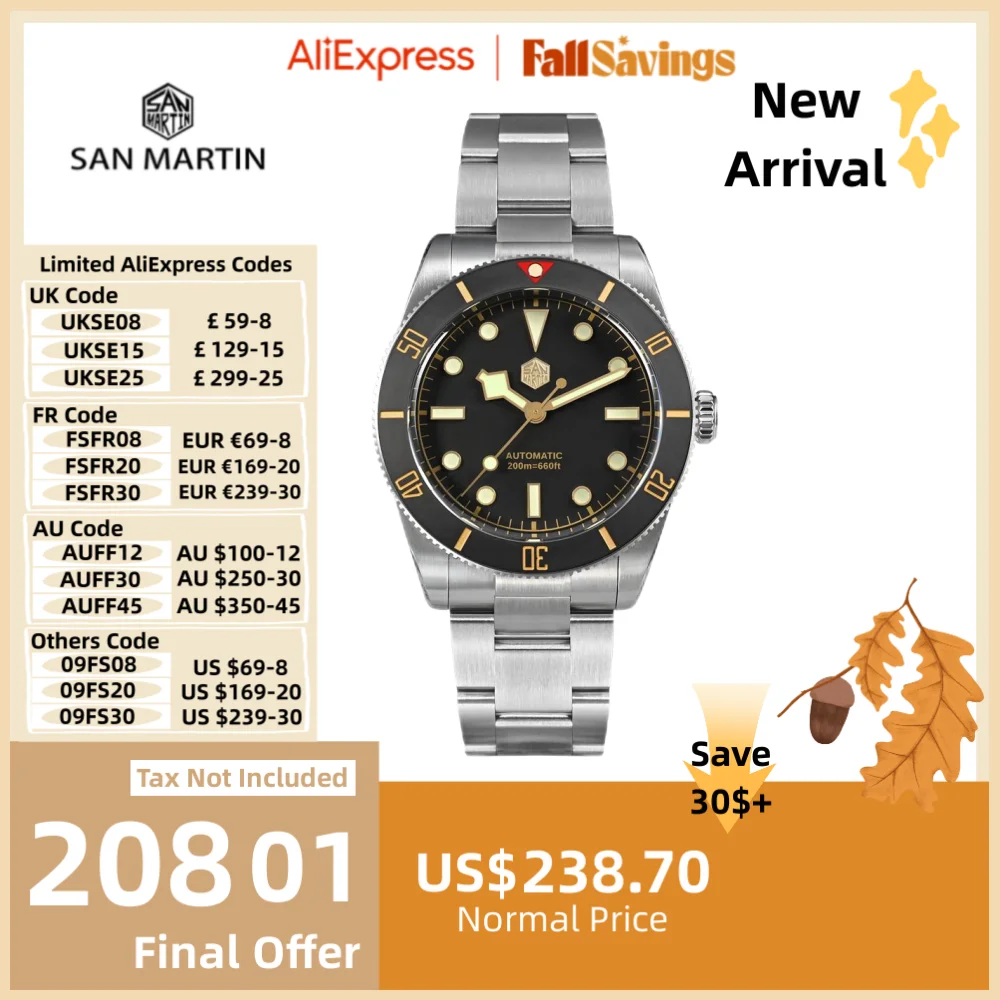 San Martin-Reloj de buceo Vintag