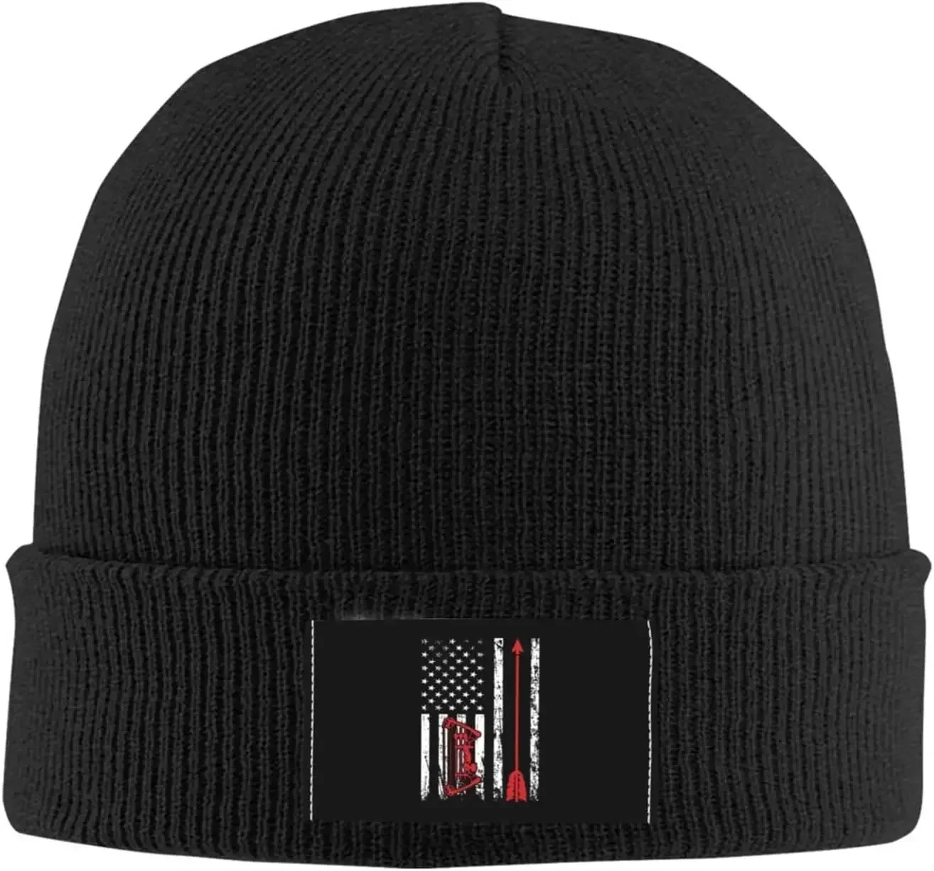 Archery and USA Flag Beanie Hat for Men Women Soft Cozy Skull Cap Winter Warm Knit Hats