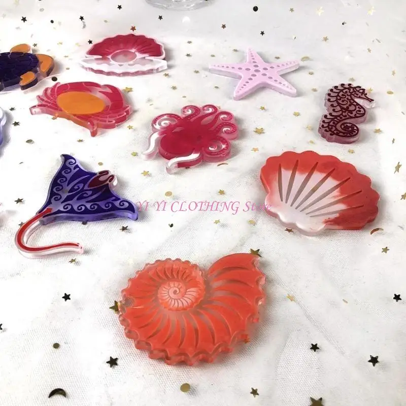 N5KF Marine Animal Keychain Silicone Mold with Hole Keyring Pendant Handmade Mold