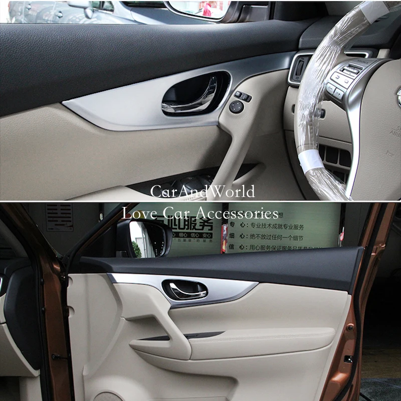 For Nissan X-trail  X Trail T32 Rogue 2014-2020 Interior Door Handle Bowl Frame Cover Trims ABS Chrome Car-styling Accessories