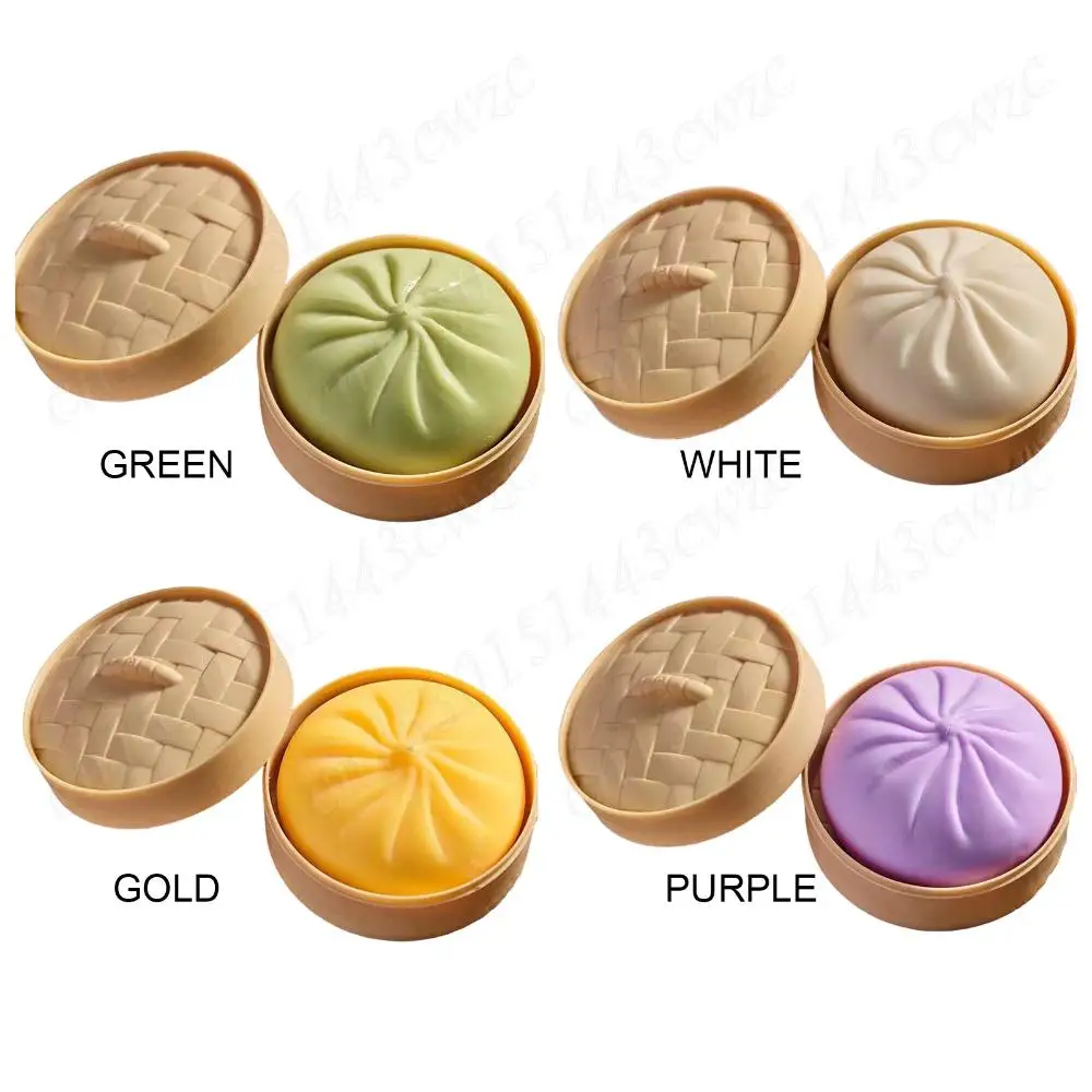 Kleurrijke Dumpling Stressballen Fidget Zintuiglijk speelgoed Knijpdeegbal Stress Relief Handspeelgoedbroodje met voedselstomer Rekbaar bureau