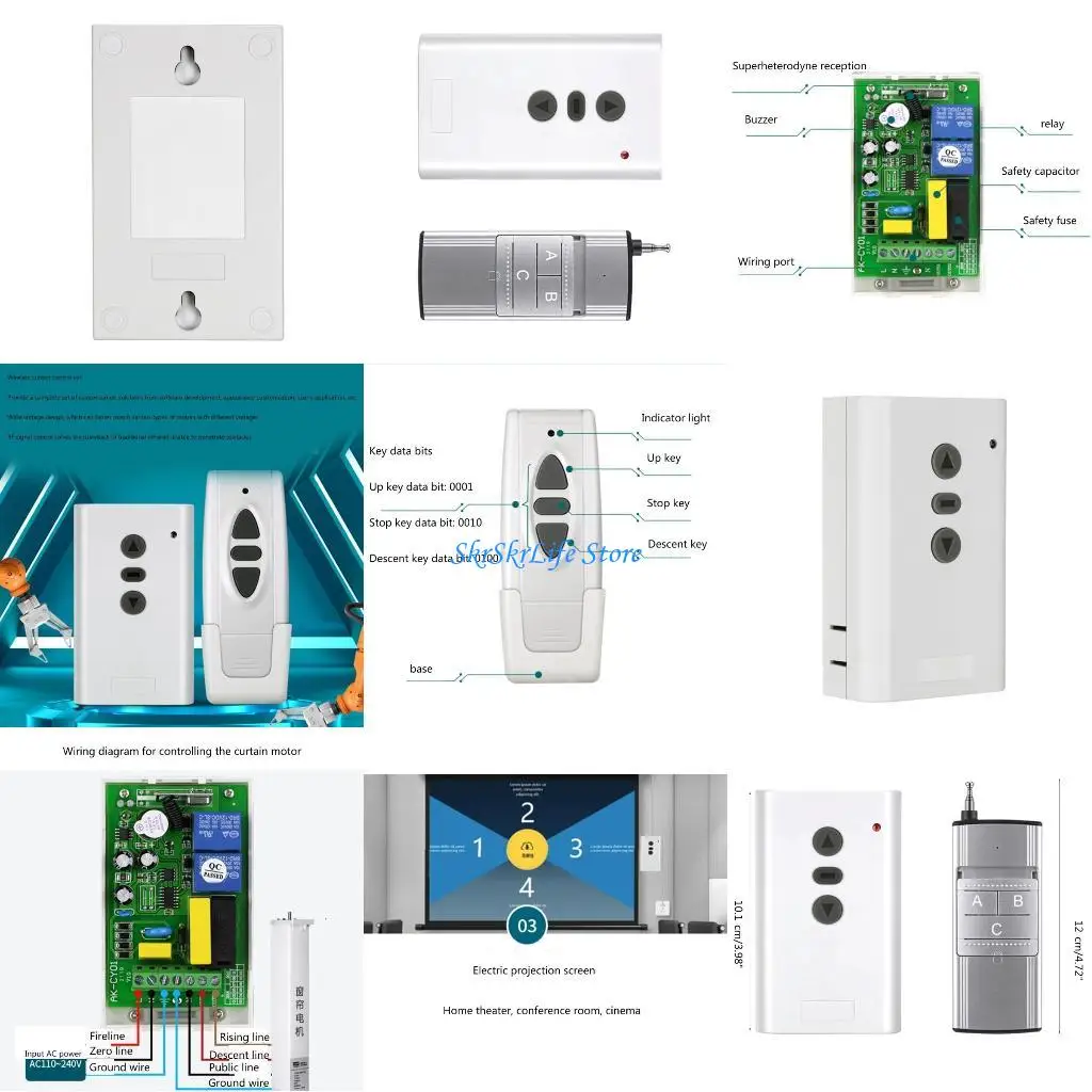

E65E AC110V-240V Electric Curtain Remote RF Remote Control 315MHz/433MHz