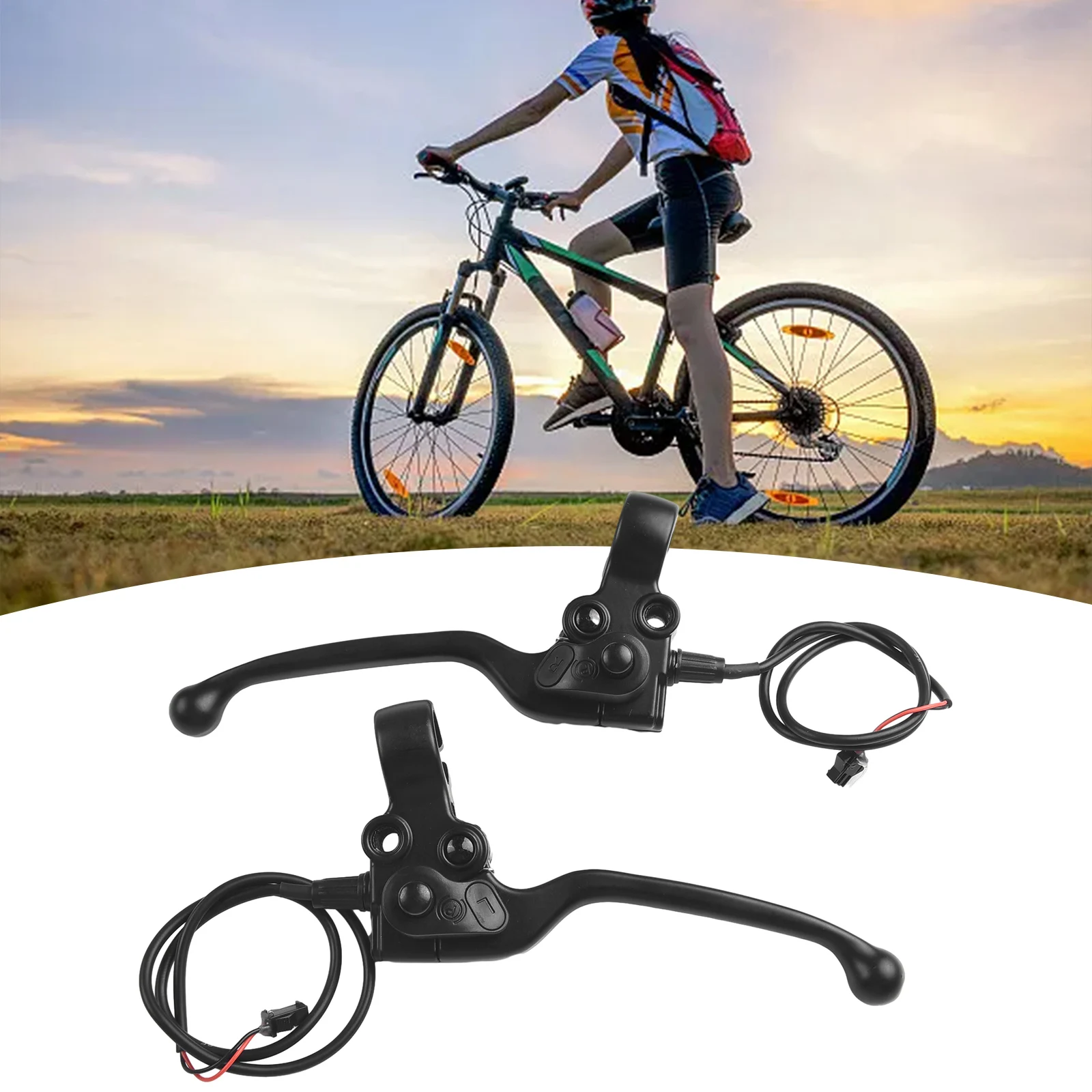 Sleek Mechanical Brake Lever Set for E Bikes Including Useful Features like a Rearview Mirror Hole and Park Functionality