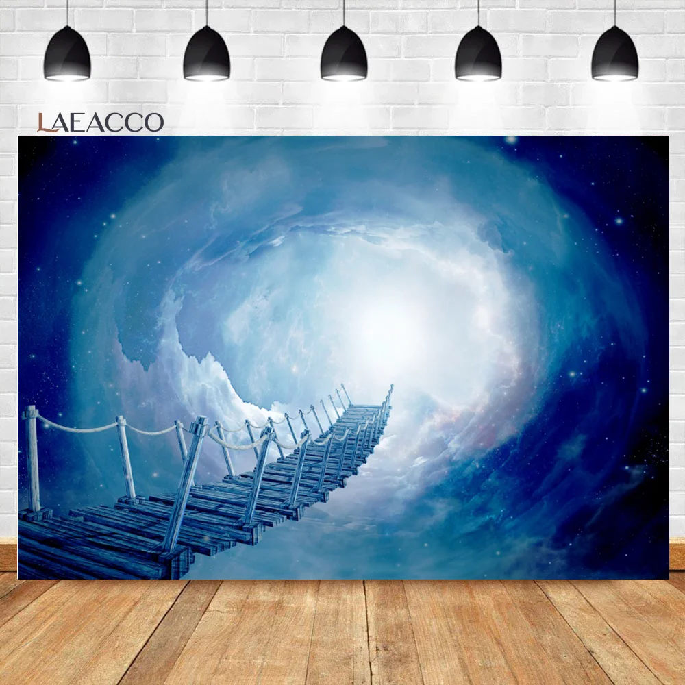 Laeacco Baby Shower Backgrounds Blue Sky White Clouds Stars Flowers Newborn Photography Backdrops Birthday Photocall Photobooth