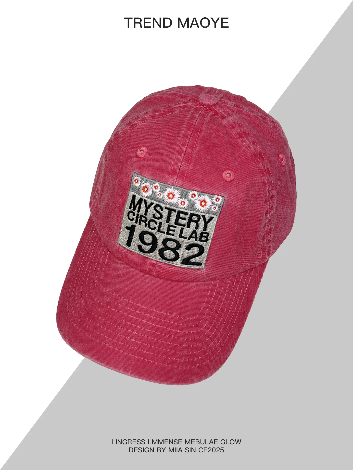 Embroidered letter baseball cap female soft top big head circumference washed hip hop cap male