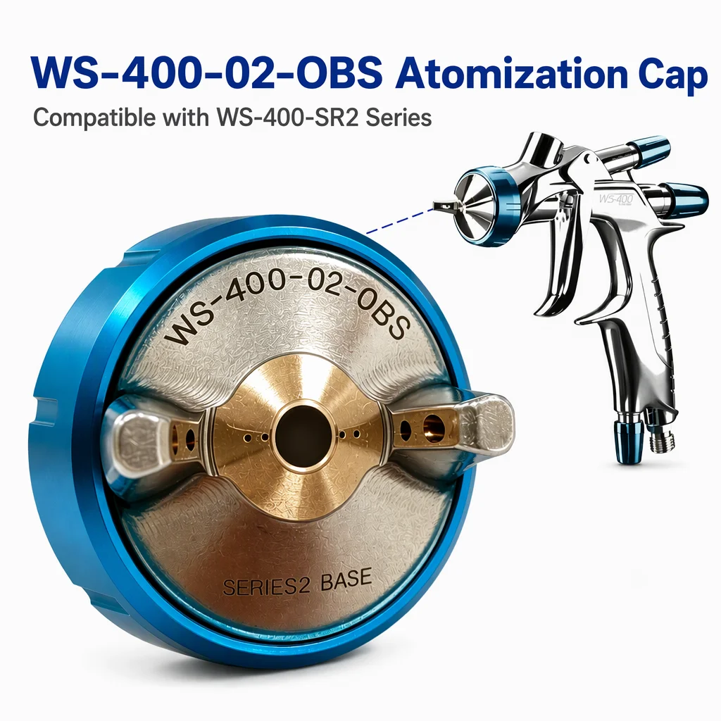 WS-400-02-OBS Atomizing Air Cap - Compatible with WS-400-SR2 Series Spray Guns Kits (Replacement Part)