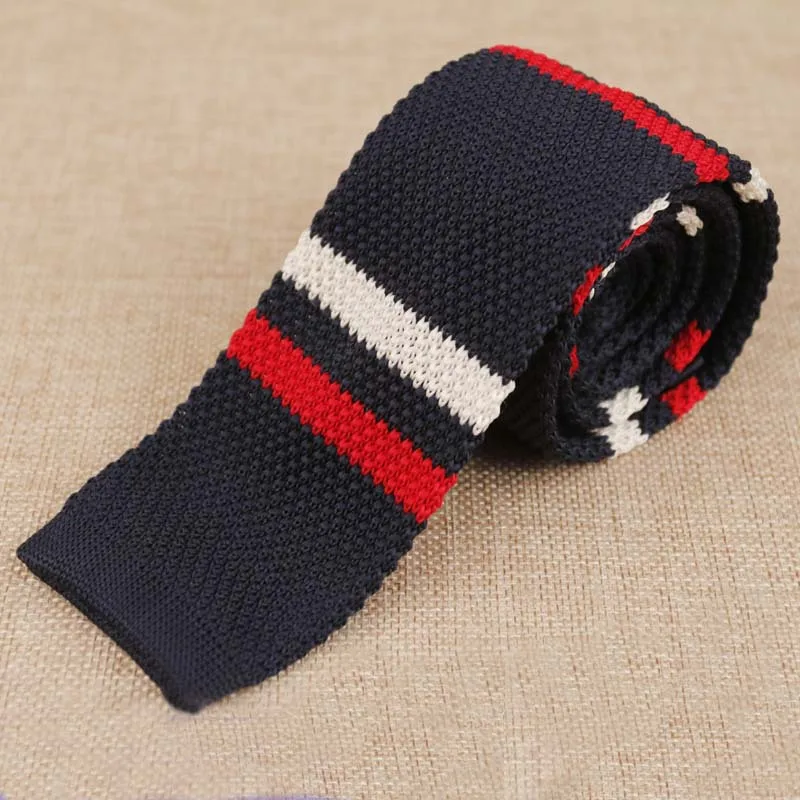 Mens Knit Ties Casual Striped Knitted Neck Ties For Men Wedding Suits Polyester Slim Neckties Gravatas Business Skinny Men Ties