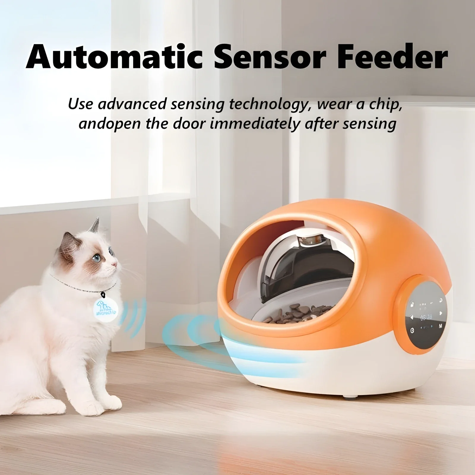 

Automatic Cat Feeder Anti-snatch Chip Recognition Sensor Smart Feeder Sound Record Fresh-keeping Dust-proof Pet Food Dispenser