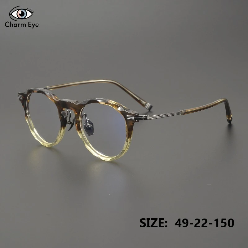 

Новые мужские ретро-очки с градиентной окраской, круглой оправой, ультралегкие, из ацетата, 158, большие, высококачественные, для коррекции близорукости, с защитой от синего света, для офиса