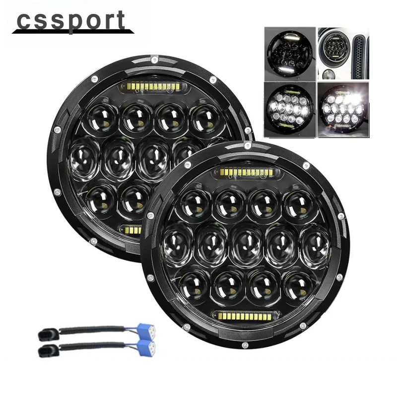 

1 пара 7-дюймовых круглых светодиодных фар с угловыми глазами Halo для Land Rover 90 110 Defender 200 300 Tdi Td5 Tdci, черный