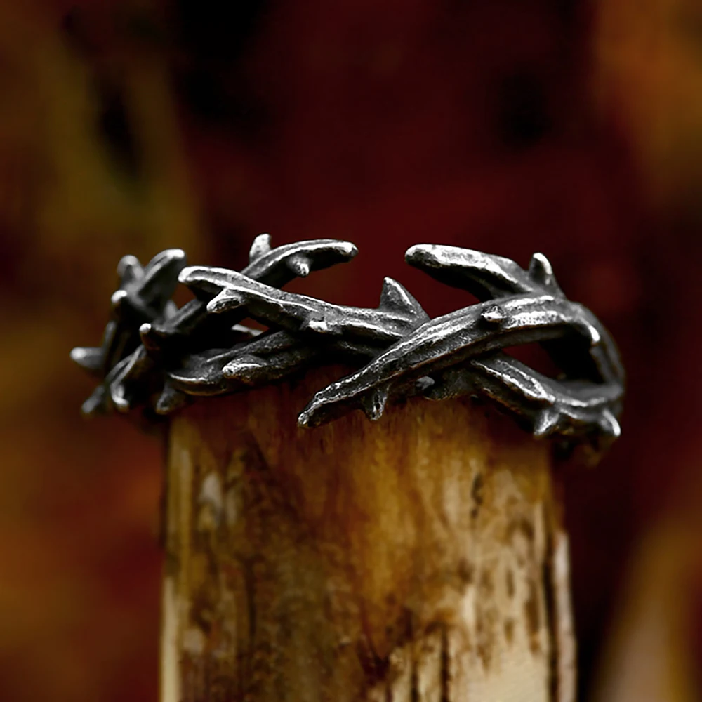 New Design 316L Stainless Steel Jesus Crown Thorns Rings For Man Women Vintage Black Couple Ring Fashion Cute Jewelry Wholesale