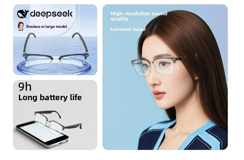 نظارات AI الذكية، ملاحظات اجتماع ترجمة بلوتوث، ملابس خفيفة الوزن، تصميم أنيق، عمر بطارية ممتد، القيادة الآمنة