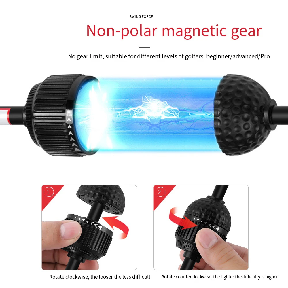 PGM Golf Verstellbarer Schwungtrainer Hilfsmittel für Golf-Schlagtechnik-Übungen Aufwärmstab für Kraft-, Flexibilitäts- und Tempo-Training Golf-Zubehör – Detail 4