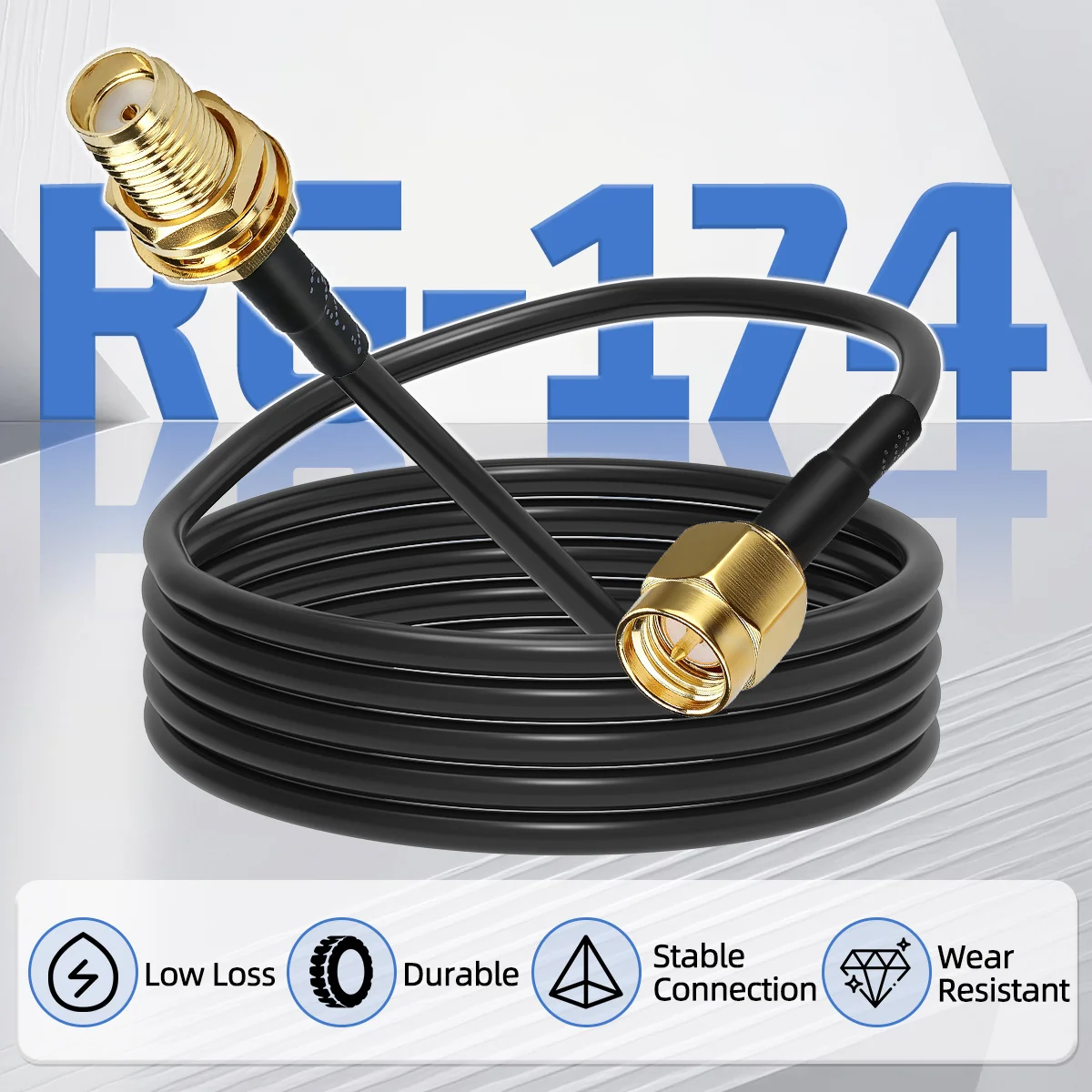 ABBREE SMA Male to Female Extension Cable RG174 Coaxial Cable 3M 5M 10M for WiFi Antenna Router Network Card Wireless Signal Ext