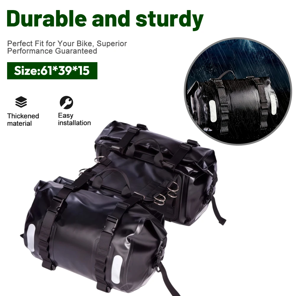 Motorcycle Waterproof Side Bags 20L Large Capacity Rear Seat Bags Motorbike Luggage Storage Bags Touring Equipment