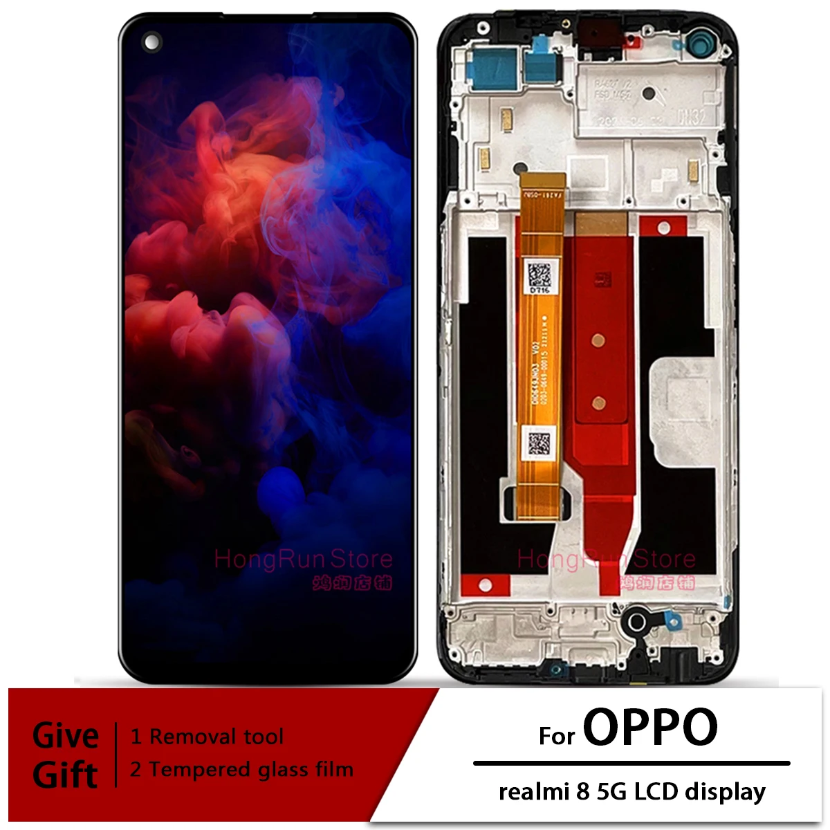 For OPPO A93S 5G/Realme 8 5G RMX3241 LCD Display Screen+Touch Panel Digitizer For Realme Narzo 30 5G RMX3242 LCD Frame Assembly