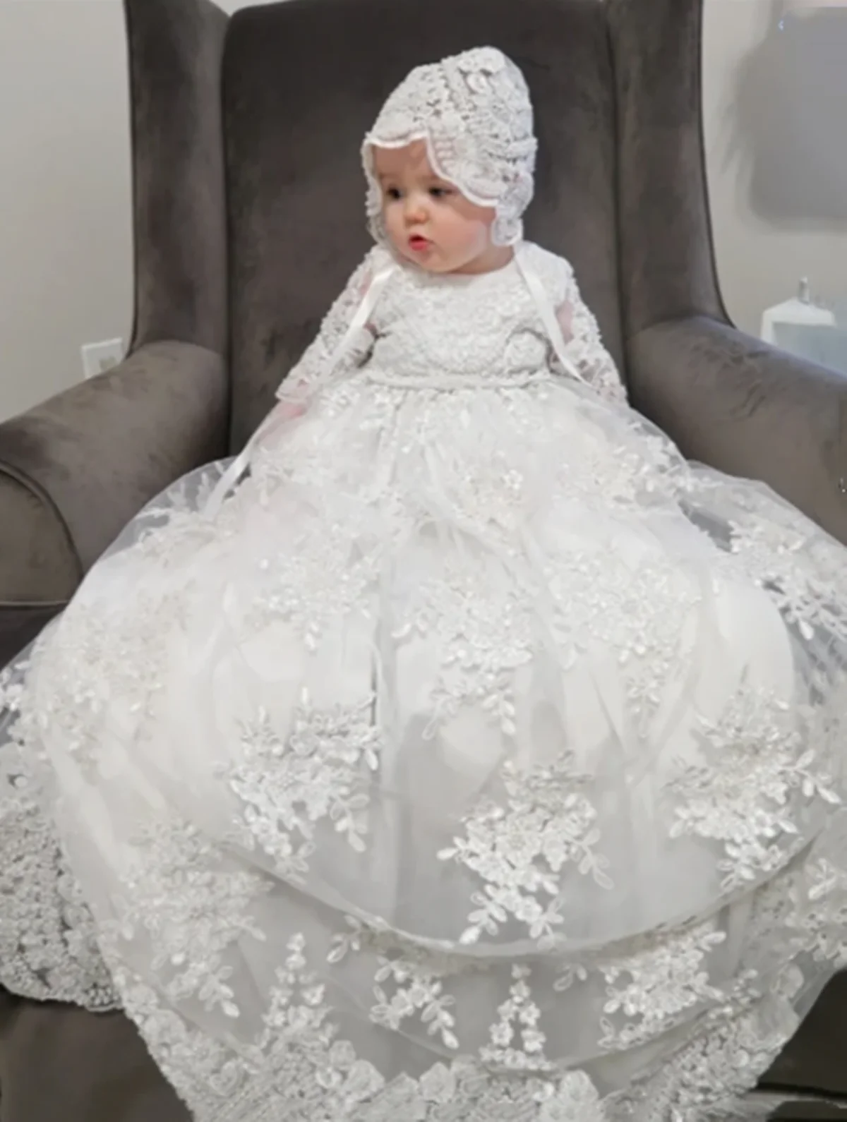 Baby Girl Dress Baptism Dresses Extra Long 1st Year Birthday Party Wedding Christening Baby Infant Clothing Bebes