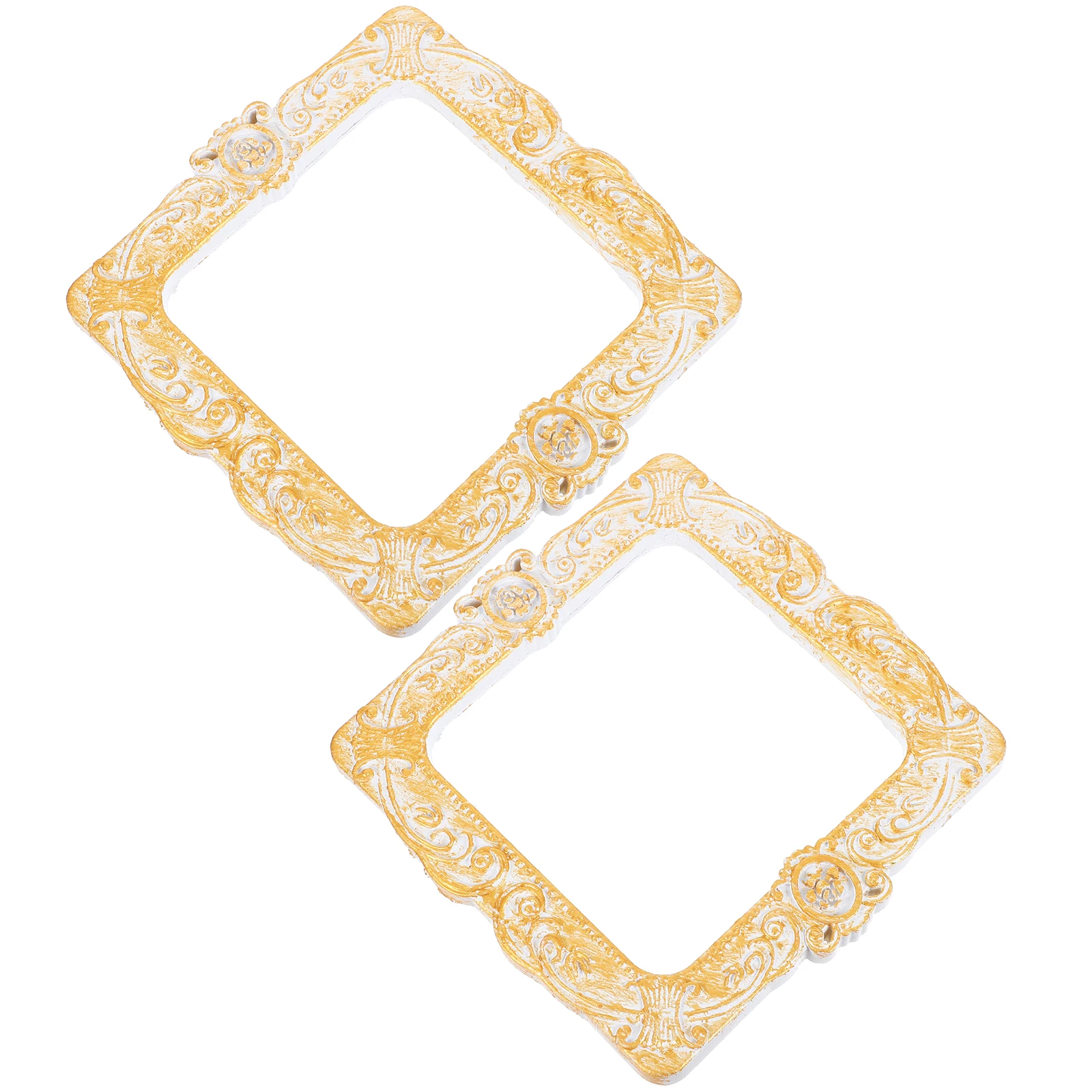 

2pcs Vintage Picture Frames Retro nament Photo Frames Mini Square Gold Decorative Resin Small Frame for Home Decor Display