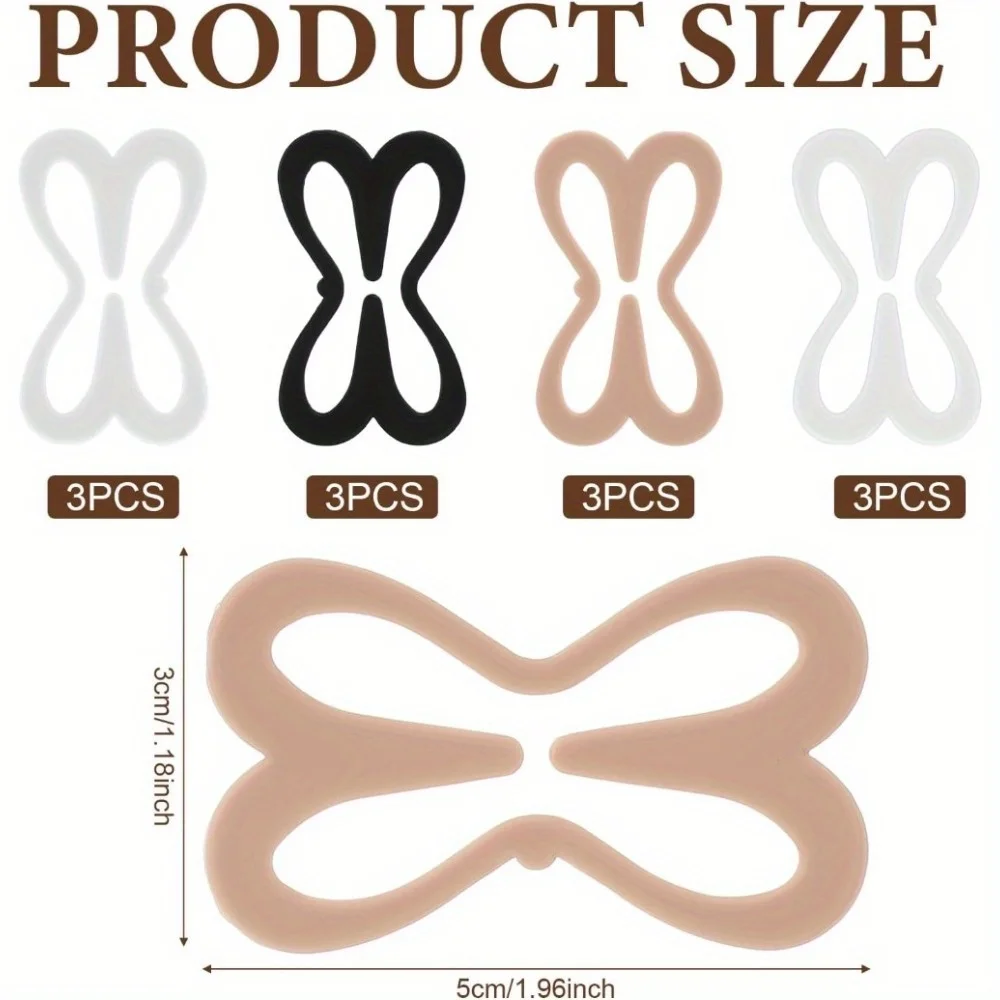 12-delige antislip bh-bandsteunen voor race-rugbeha's - verstelbaar, veilige pasvorm, zwart, beige, wit, transparant - casual draag.