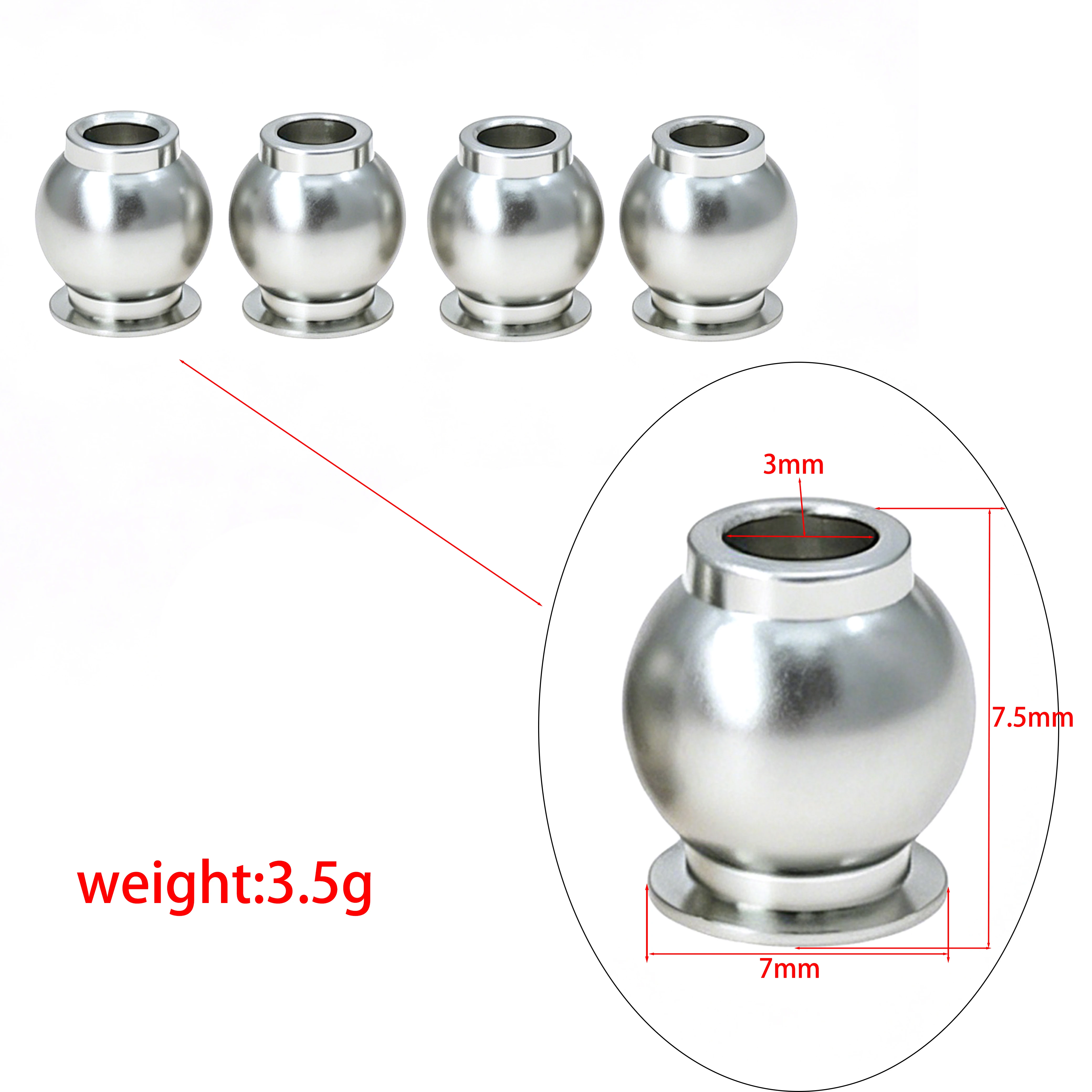 4 pcs 7mm Low-Friction Kingpin Ball Stud Tamiya 22016 RC Suspension Upgrade Parts Compatible with TA08 TC01 BB01 RC Touring Car