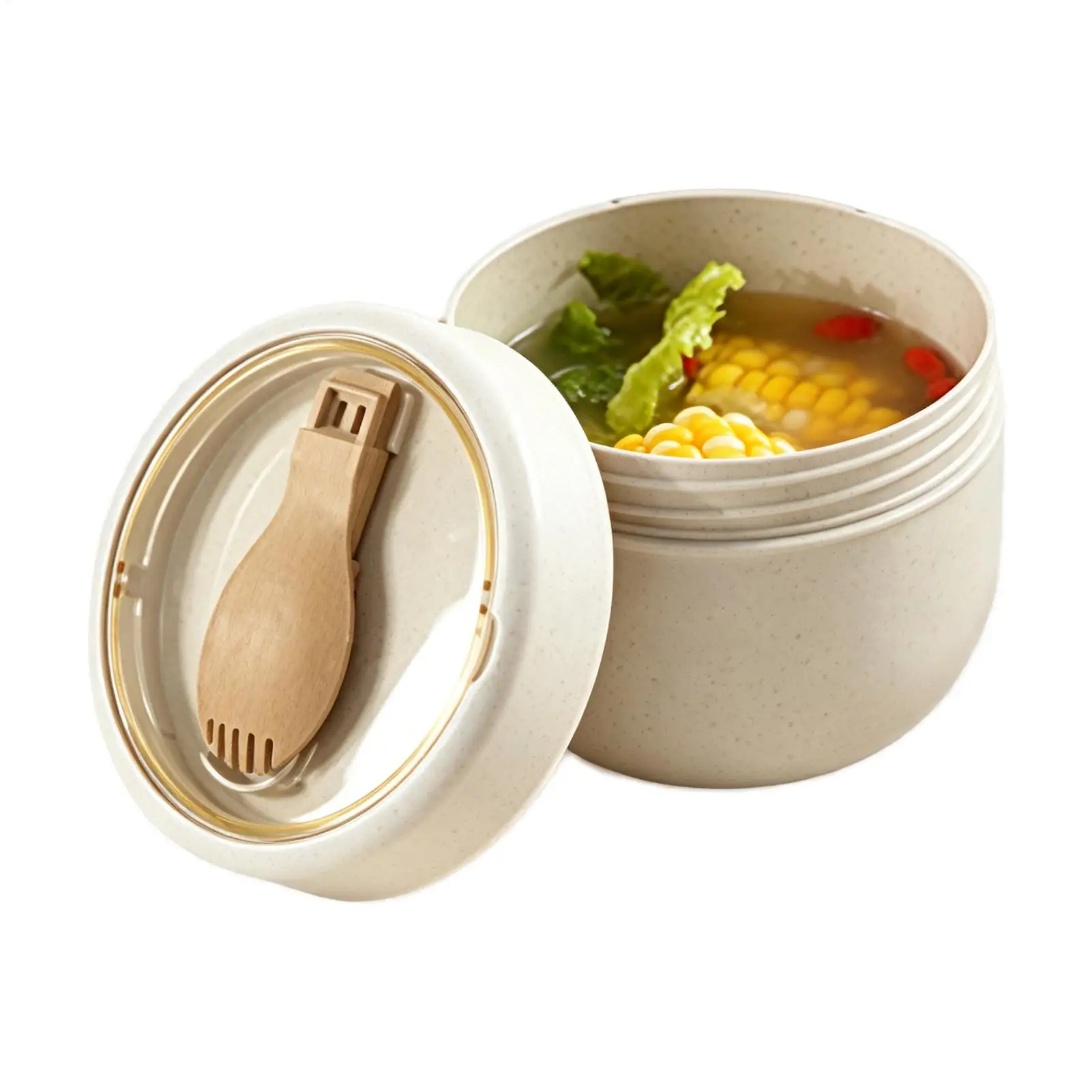 Soup Container with Lid 600ml Microwave Safe Leakproof Bowl Portable Lunch Jar Set include Spoon for Office School Meal Prep