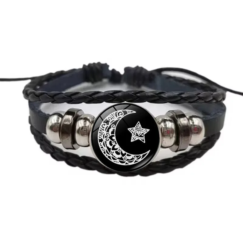 

New Fashion Sun Moon Bracelet Art Picture Glass Dome Bracelet Steampunk Band Bracelet