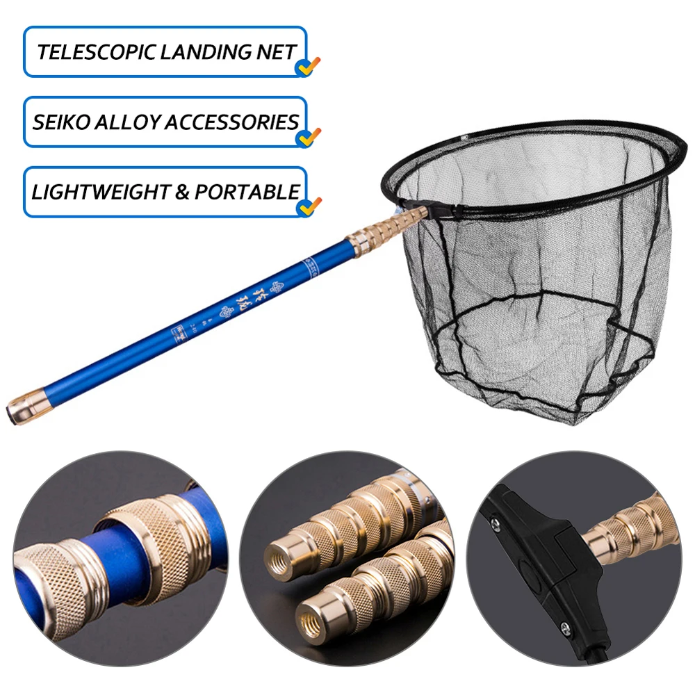 Telescopic High Carbon Landing Net Fishing Pole and Net Head Mounts Holder Scoop for Carp Fishing Pesca Frete Gratis Accessory