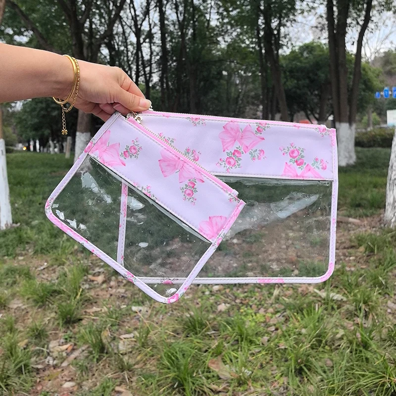 Clear Printed Storage Bag Transparent Make Up Bag Pouch for Snacks Cosmetics Mobile Phone Toiletry