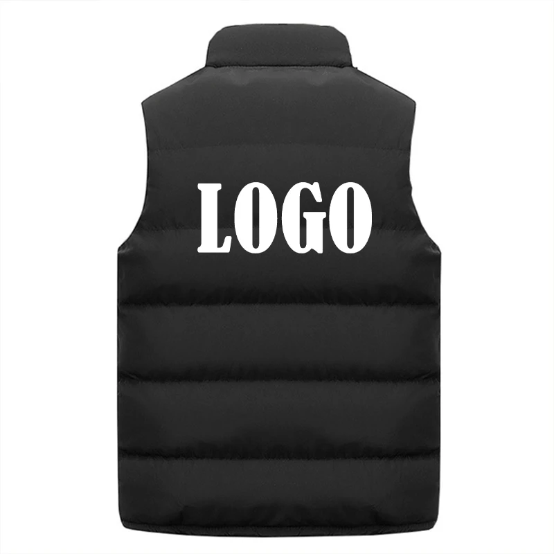 Customized Mens Vest Jacket Warm Sleeveless Jackets Winter Zipper Coat Autumn Stand-up Collar Casual Waistcoat Brand Clothing