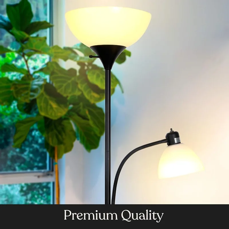 LED Floor lamp, Super Bright Floor Lamp with Reading Lamp for Living Rooms & Offices - Dimmable Tall Standing Lamp